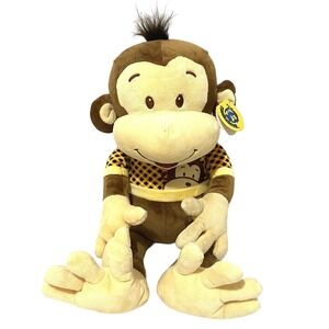 Ranizzima Large Plush Monkey 23" Happy Smiling Face Yellow Brown Stuffed Animal